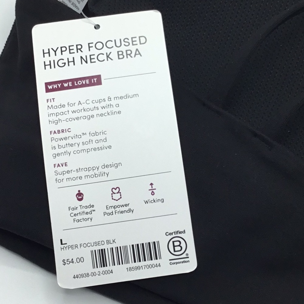 NWT Athleta Black High Neck Hyper Focused Bra - Picture 6 of 12